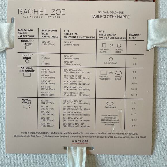 RACHEL ZOE Spring Tablecloth 60x120 Floral Bunnies Silver Glitter NEW - Picture 8 of 10